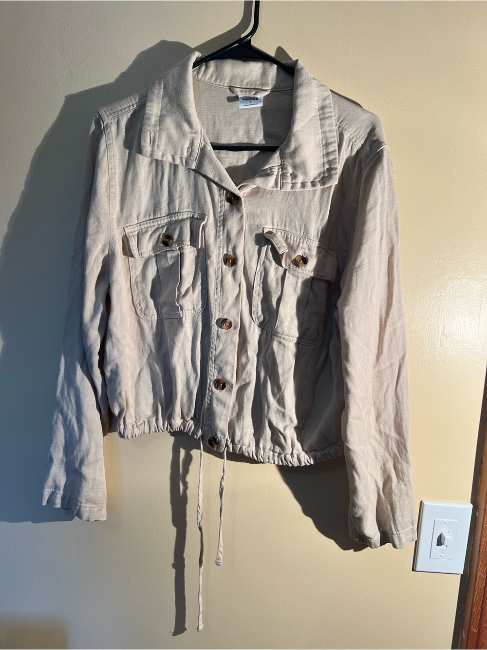 Women’s Sonoma Khaki Cropped Button Up Jacket Size Large